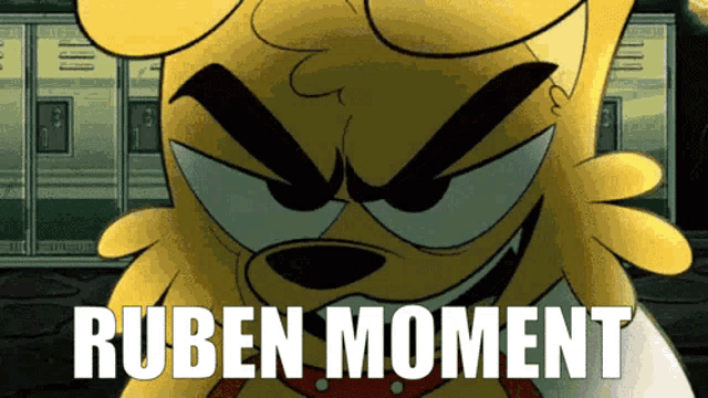 a cartoon character says ruben moment on the bottom