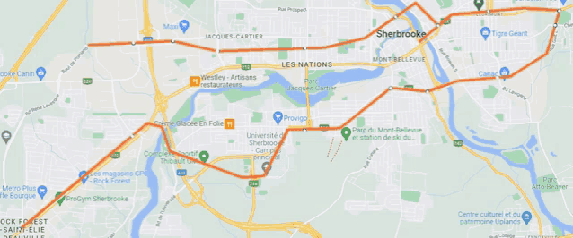a map showing the location of sherbrooke in the middle of a city