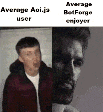 a meme that says average aoi.js user