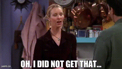 a woman is standing in front of a man and says oh i did not get that ...