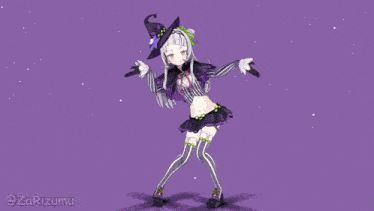 a purple background with a picture of a witch and the words @zarizumu on the bottom