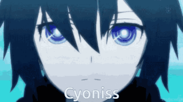 a close up of a person with the word cyoniss on it