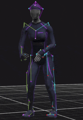a 3d model of a woman in a purple suit and a purple hat