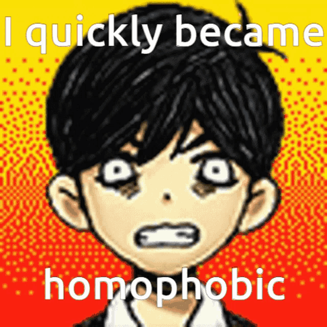 a cartoon of a boy with the words " i quickly became homophobic "