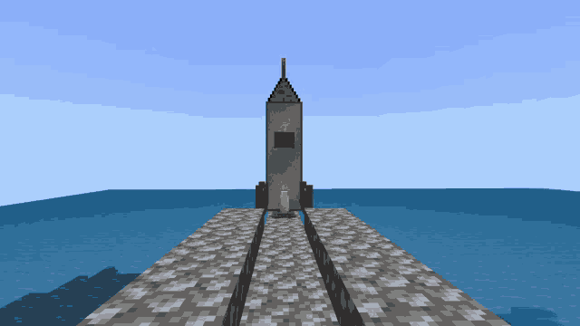 a pixel art of a rocket sitting on a dock