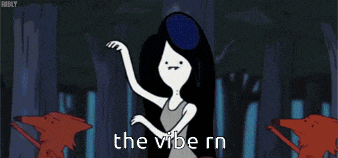 a cartoon of a woman dancing with the words the vibe rn above her