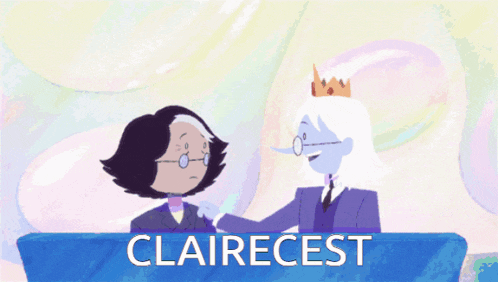 a cartoon character with a crown and the name clairecest