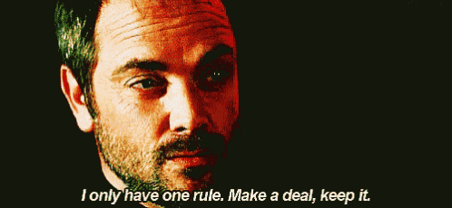 a man with a beard is saying " i only have one rule make a deal keep it "