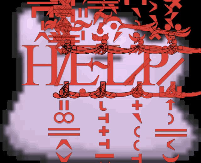 a purple background with the word help in red letters