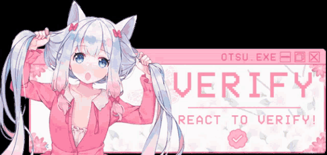 a girl with a cat ear and the word verify