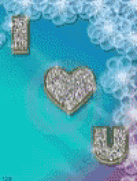a blue background with a heart and a letter u