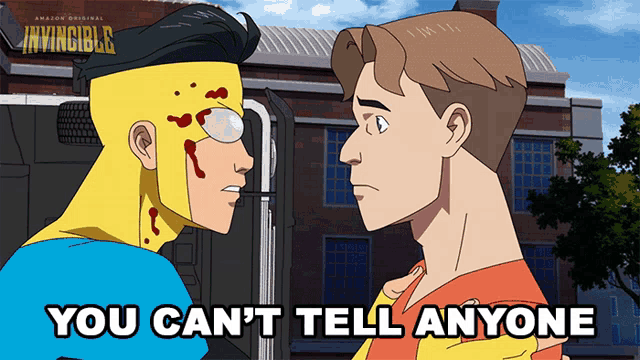 a poster for invincible shows two superheros standing next to each other