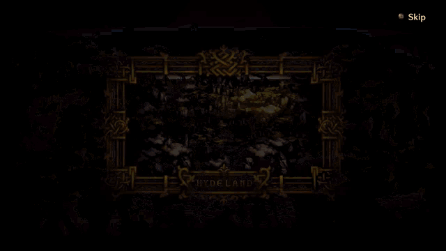 a screenshot of a video game with the word skip on the bottom right
