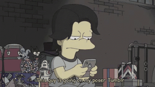 a cartoon of a man taking a picture of a group of people with the caption " this guy is going on my poser tumblr "