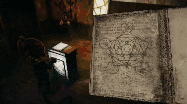a book is open to a page with a drawing of a circle