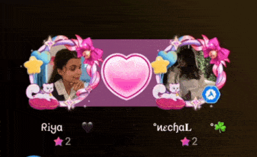 a picture of riya and nechal with a heart