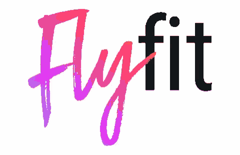 a pink and black logo that says fly fit on a white background