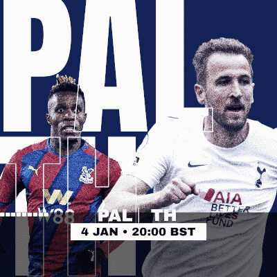 two soccer players on a blue background with the date of 4 jan 20:00 bst