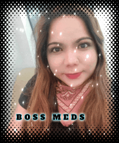 a picture of a woman with the words boss meds written on it