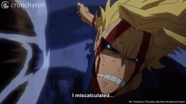 a crunchyroll advertisement with a cartoon character saying i miscalculated