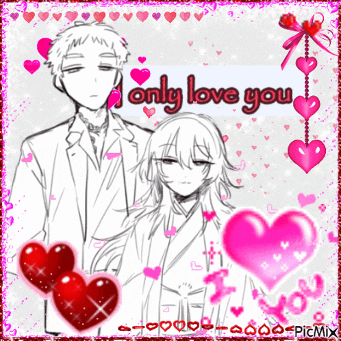 a black and white drawing of a man and a woman with the words only love you above them
