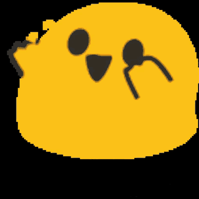 a pixel art of an orange ghost with a sad face