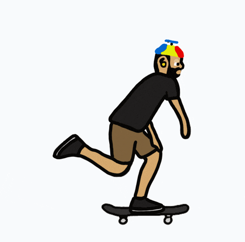a cartoon drawing of a man wearing a helmet