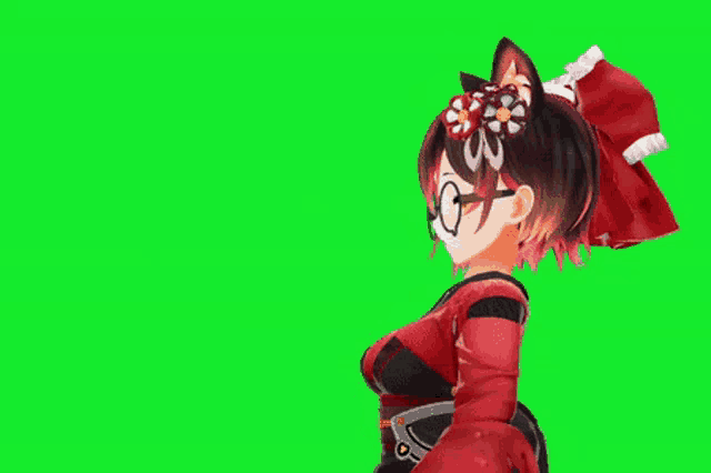 a girl with a red bow on her head .
