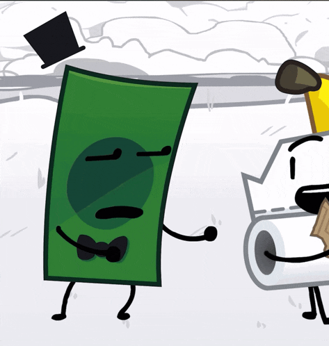 a cartoon drawing of a dollar bill wearing a bow tie and top hat