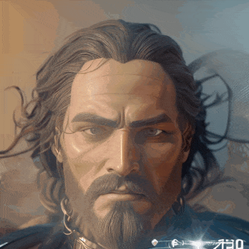 a man with long hair and a beard looks at the camera with the number 130 in the corner