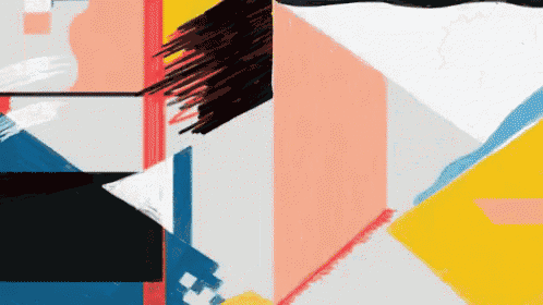 a colorful painting of a cube with a brush stroke on it