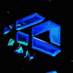 a blue background with a green triangle and the letter s on it