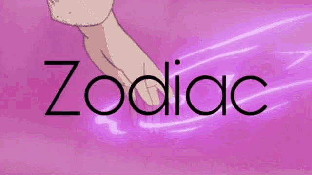a pink background with the word zodiac written in black