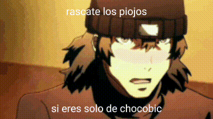 a cartoon of a man wearing a hat with the words rascate los piojos si eres solo de chocobic
