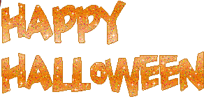 the word happy halloween is written in orange letters