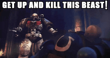 a screenshot of a video game with the words get up and kill this beast