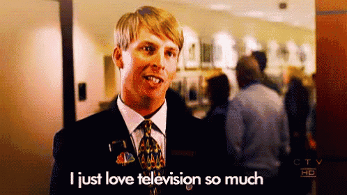 a man in a suit says i just love television so much
