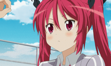 a girl with red hair is being touched by another person