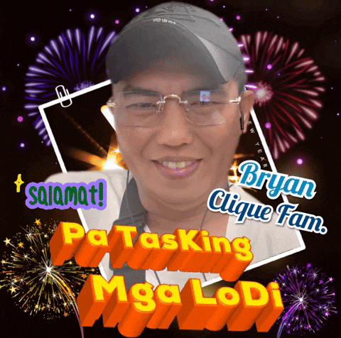 a picture of a man with fireworks behind him and the words bryan clique fam pa tasking mga lodi