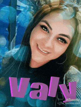 a picture of a woman with the name valy written in pink