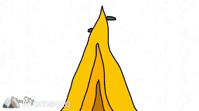 a cartoon drawing of a volcano with smoke coming out of it and the words free momento below it