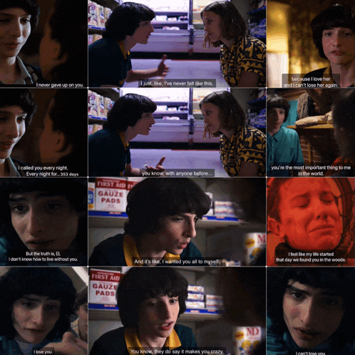 a collage of stranger things scenes with the first aid gauze pads in the corner