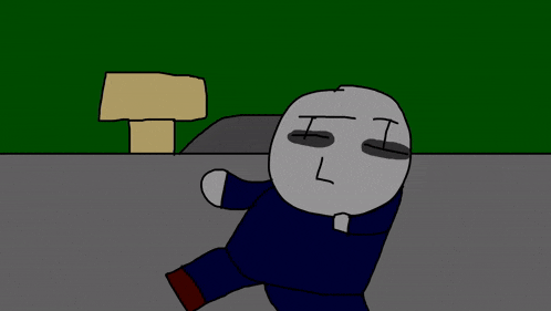 a cartoon of a man with a l on his face