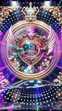 a purple and gold emblem with the words o'rock voice group on it