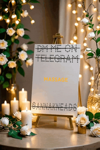a sign that says " dm me on telegram massage "