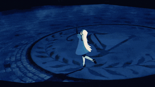 a cartoon character is standing in a dark room with a glowing light behind her
