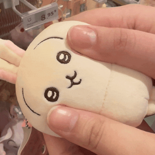 a person is holding a stuffed animal with a price tag that says 8.95 cents