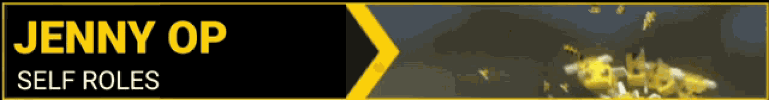 jenny op self roles is written on a black and yellow banner