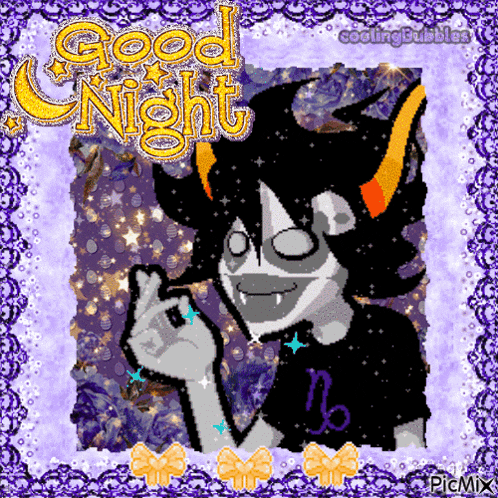 a picture of a troll with the words good night written on it