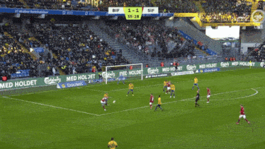 a soccer game between bif and sif is being played